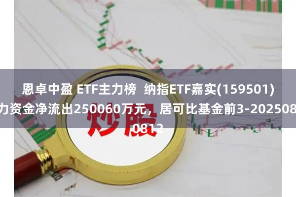 恩卓中盈 ETF主力榜  纳指ETF嘉实(159501)主力资金净流出250060万元，居可比基金前3-20250812